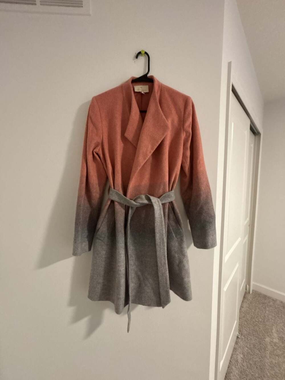 Etcetera Pink and Gray Ombre Wool Belted Coat Size 8